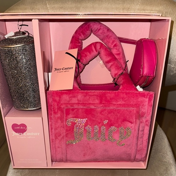 Juicy Couture Handbags - Juicy Couture Pink Plush Tote with Ruffled Handles